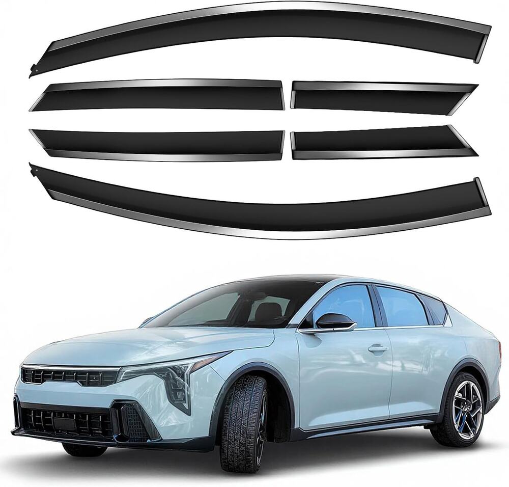 6PC Low Profile Stainless Trim Tape-On Window Visor Rain Guards 2025 2026 Kia K4